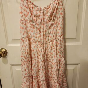 Tinseltown Floral Mini Dress in White and Orange